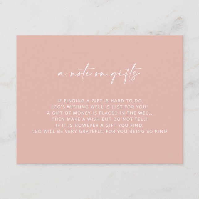 Carte D'accompagnement Baptême de fille rose qui veut bien (Devant)