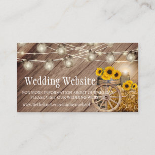 Carte D'accompagnement Baril de bois rustique et tournesol - Site Mariage