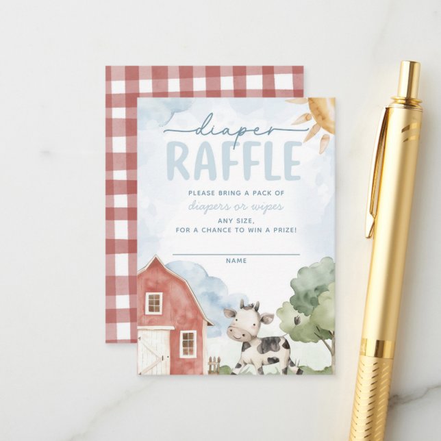 Carte D'accompagnement Barne rouge Baby shower animal de ferme Déchets Ra (Devant/Arrière en situation)