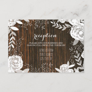 Carte D'accompagnement Barnwood floral blanc a inspiré la réception de