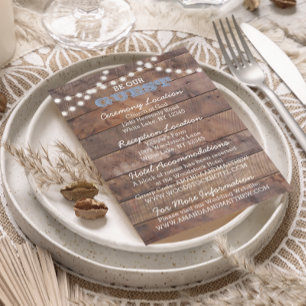 Carte D'accompagnement Barnwood Lights Blue Mariage Information Card