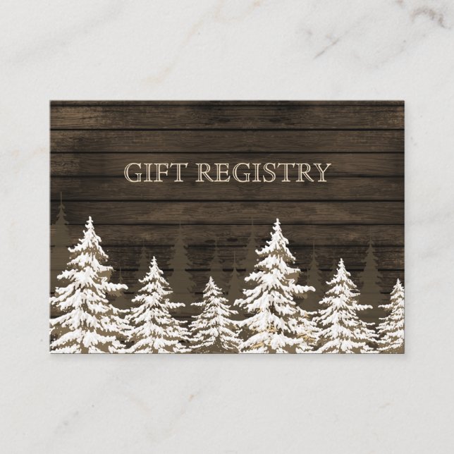 Carte D'accompagnement Barnwood Pins rustiques, registre des cadeaux d'hi (Devant)