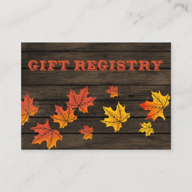 Carte D'accompagnement Barnwood Rustic Mariage de automne registre des ca (Devant)