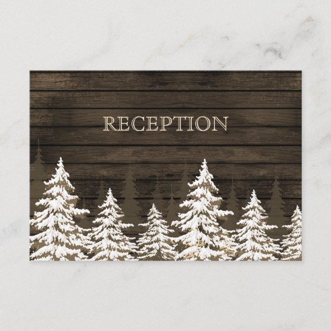 Carte D'accompagnement Barnwood Rustic Pine tree accueil d'hiver invitati (Devant)