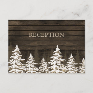 Carte D'accompagnement Barnwood Rustic Pine tree accueil d'hiver invitati