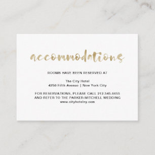 Carte D'accompagnement Basique Elégant Faux Gold   Hébergements