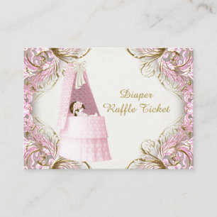 Carte D'accompagnement Bassinet rose et or Bassinet Fillette Raffle