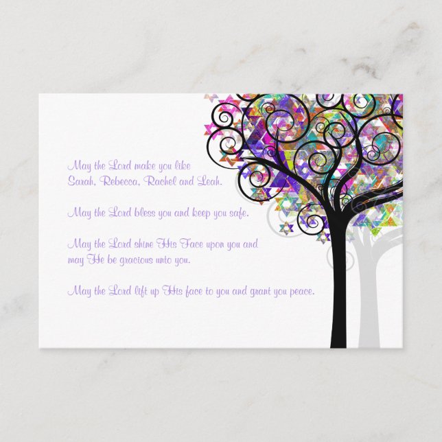 Carte D'accompagnement Bat mitzvah de l'arbre de vie des boîtiers PixDezi (Devant)