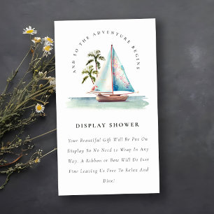 Carte D'accompagnement Bateau à voile bleu sarcelle Affichage sous la dou