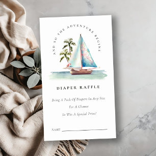 Carte D'accompagnement Bateau à voile bleu sarcelle Fête bébé Tirage au s