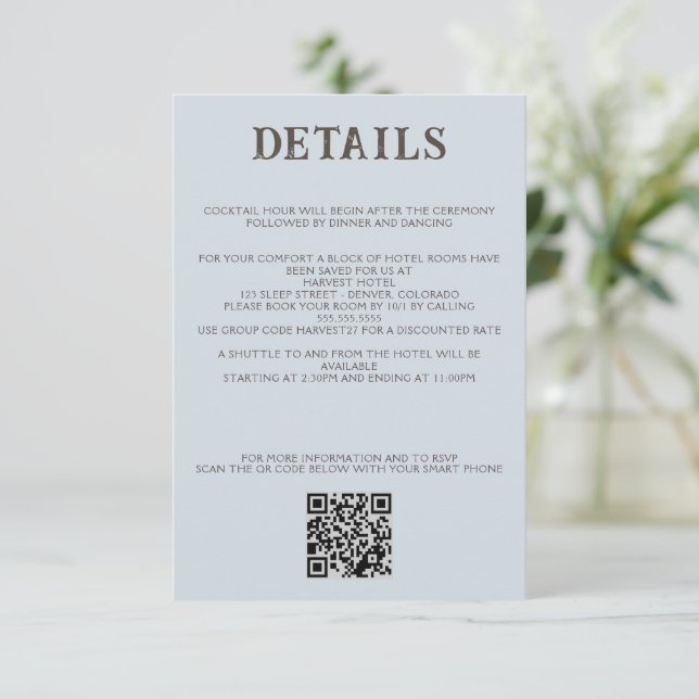 Carte D'accompagnement Beach Couple QR Code et détails (Debout devant)