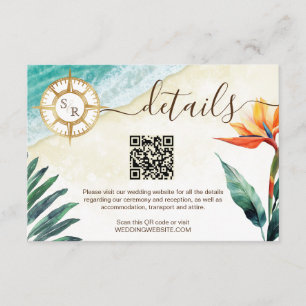 Carte D'accompagnement Beach Destination Passport Compass Code QR Détails