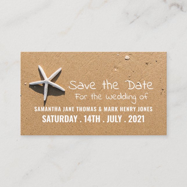 Carte D'accompagnement Beach Starfish, sauvez la date (Devant)