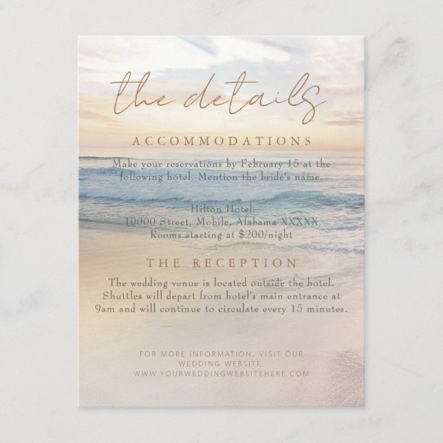Carte D'accompagnement Beach Sunset Seaside/Oceanside Détails sur le Mari (Devant)