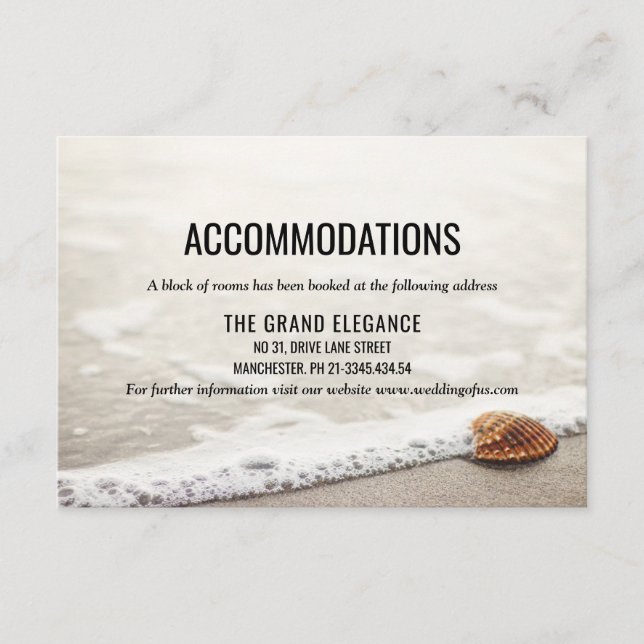 Carte D'accompagnement Beach Waves Hébergements Mariages (Devant)