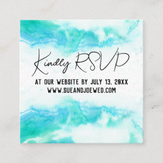 Carte D'accompagnement Beach Wedding Blue Waves Mini Website Enfermer Ca