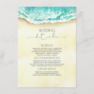 Carte D'accompagnement Beach Wedding Détails Information Invité
