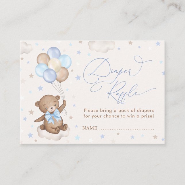 Carte D'accompagnement Bear Balloon Blue Brown Stars Livres pour Baby Boy (Devant)