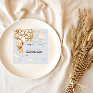 Carte D'accompagnement Bear Balloon Blue Diaper Raffle