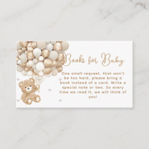 Carte D'accompagnement Bear Balloon & Heart Baby shower Book Demande