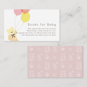 Carte D'accompagnement Bear & Balloons Baby shower rose Demande de réserv
