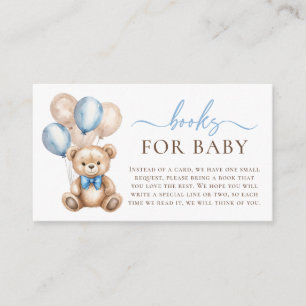 Carte D'accompagnement Bear Balloons Bleu Bébé Garçon Livres de douche po