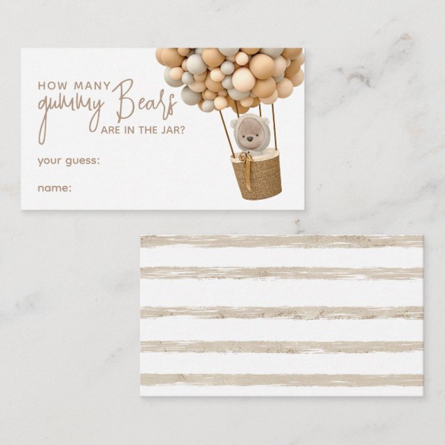 Carte D'accompagnement Bear Balloons Modern Baby shower jeu de devis (Devant / Derrière)