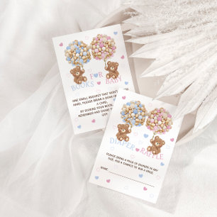 Carte D'accompagnement Bear Balloons Rose Blue Hearts Demande de réservat