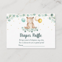 Carte D'accompagnement Bear Greenery Gold Baby shower Déchets Raffle
