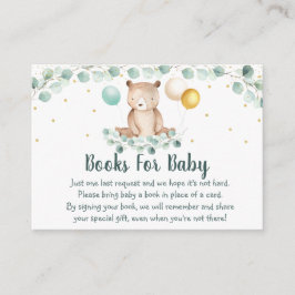 Carte D'accompagnement Bear Greenery Gold Baby shower Demande de réservat