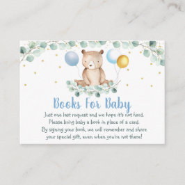 Carte D'accompagnement Bear Greenery Gold Blue Baby shower Demande de rés