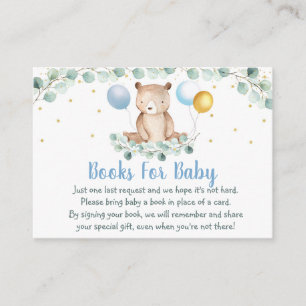 Carte D'accompagnement Bear Greenery Gold Blue Baby shower Demande de rés