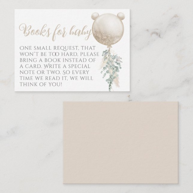 Carte D'accompagnement Bearly wait Balloon Baby shower books (Devant / Derrière)