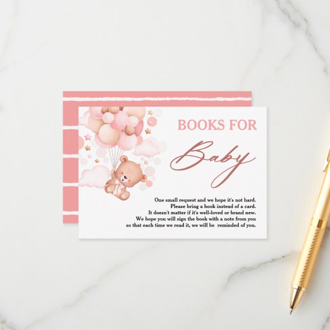 Carte D'accompagnement Bearly Wait Pink Teddy Bear Livres pour bébé (Devant/Arrière en situation)