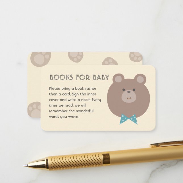 Carte D'accompagnement Beary Cute Boy Baby showers Livres Pour Bébé (Devant/Arrière en situation)