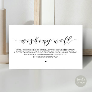 Carte D'accompagnement Beau Elégant, en noir, Mariage Wishing Well