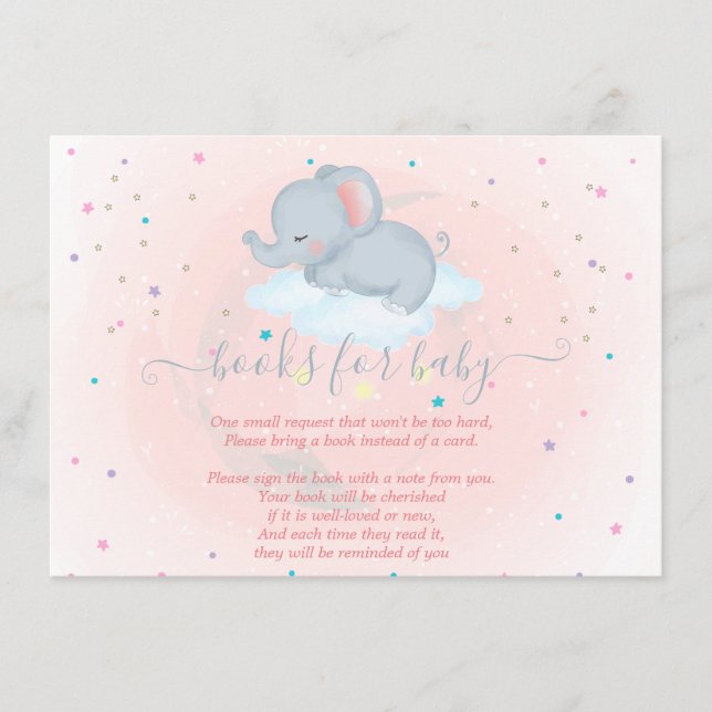 Carte D'accompagnement Beau éléphant, Nuage, Baby shower des étoiles (Devant)