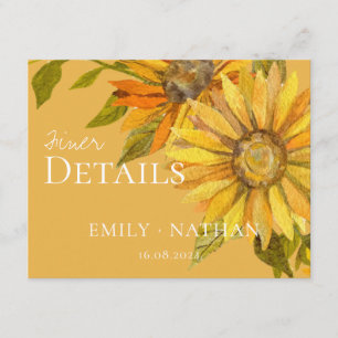 Carte D'accompagnement Beau Mariage fleuri de tournesol jaune