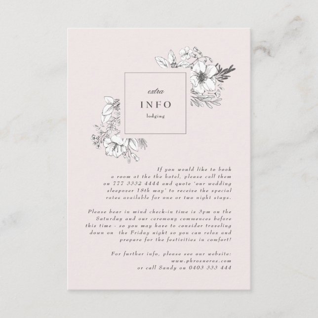 Carte D'accompagnement Beau Monogramme Floral Blush Sketched Wreath (Devant)