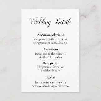 Carte D'accompagnement Beau noir et blanc détails Mariages