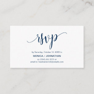 Carte D'accompagnement Beau Script, bleu marine, réponse RSVP