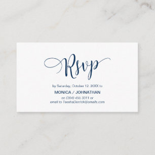 Carte D'accompagnement Beau Script, bleu marine, réponse RSVP