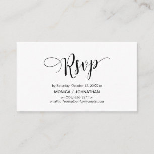 Carte D'accompagnement Beau script, Noir, Célébration RSVP répondre
