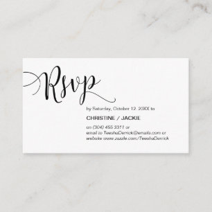 Carte D'accompagnement Beau script noir, réponse RSVP