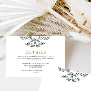 Carte D'accompagnement Beautiful Blue Foliage Mariage Détails de l'invité