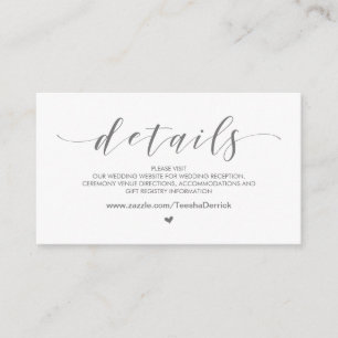 Carte D'accompagnement Beautiful Light Grey, Mariage Détails du site web