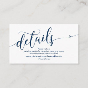 Carte D'accompagnement Beautiful Navy Blue, Mariage Détails du site