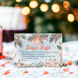 Carte D'accompagnement Beaux animaux baby shower de couche de Noël d'hive