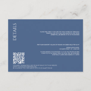 Carte D'accompagnement Beaux détails bleus avec Mariage de code QR