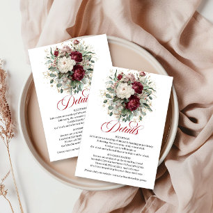 Carte D'accompagnement Beaux détails de mariage floraux rouges profonds e